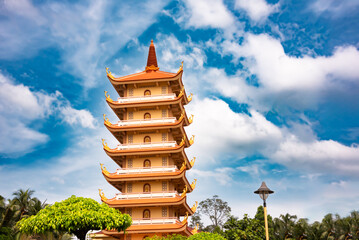 Traditional Buddhist pagoda in Vietnam, asian religious building - 794057891