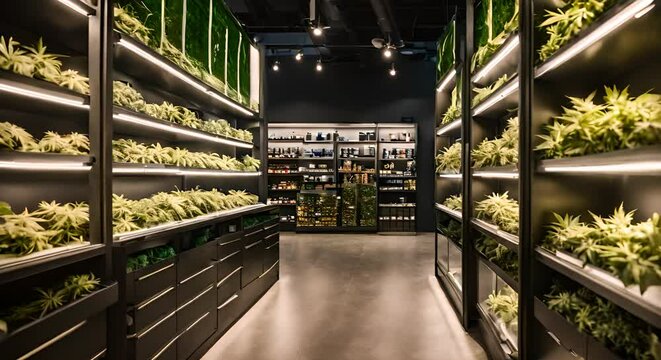 Interior of a cannabis store.