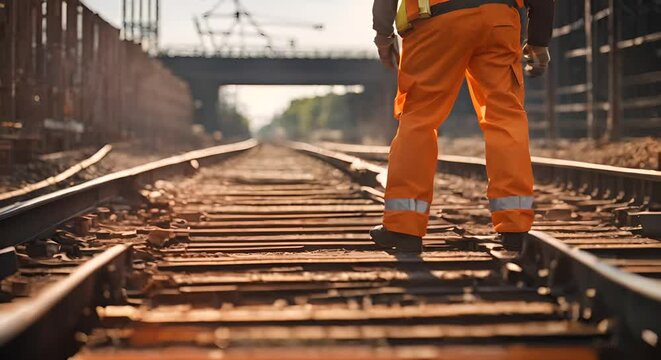 Engineer in the construction of a train track.