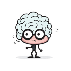 cute brain character cartoon vector illustration template design