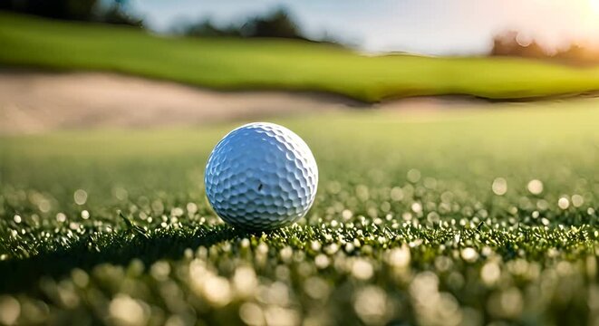 Golf ball on golf course.