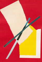 red collage with yellow and beige piece of paper