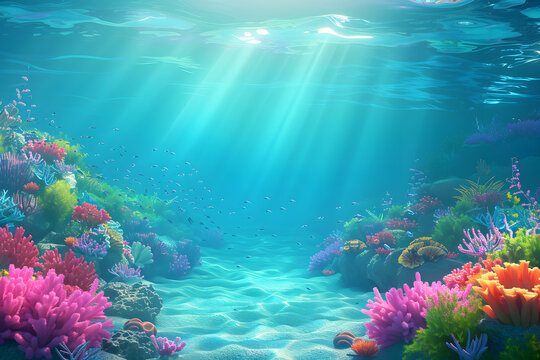 under ocean, illustration art style