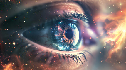 Cosmic Eye Observing the Galaxy,generative ai - obrazy, fototapety, plakaty