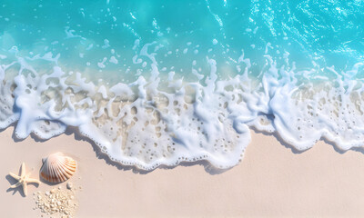 star fish and shell on the beach. beautiful white sand beach and turquoise water. Holiday summer beach background. - 794061871