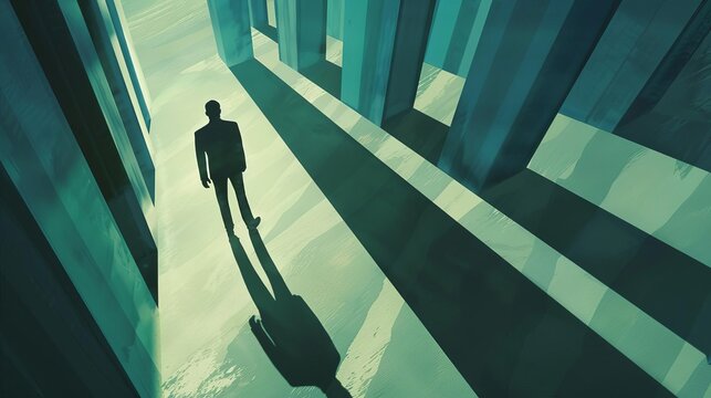 leadership and authority in business suited man casting commanding shadow corporate hierarchy concept digital illustration