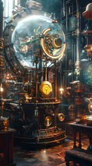 Extraordinary Steampunk Invention Harnessing the Earth's Magnetic Field for Sustainable Energy in a Future of Scarcity