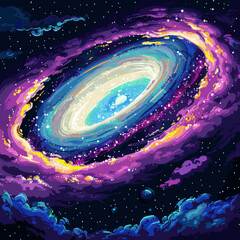 StellarPixel Galaxy A Celestial Journey in 16Bit