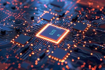 futuristic ai circuit board with glowing cpu advanced technology visualization