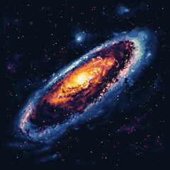 Obraz premium StellarPixel Galaxy A Celestial Journey in 16Bit