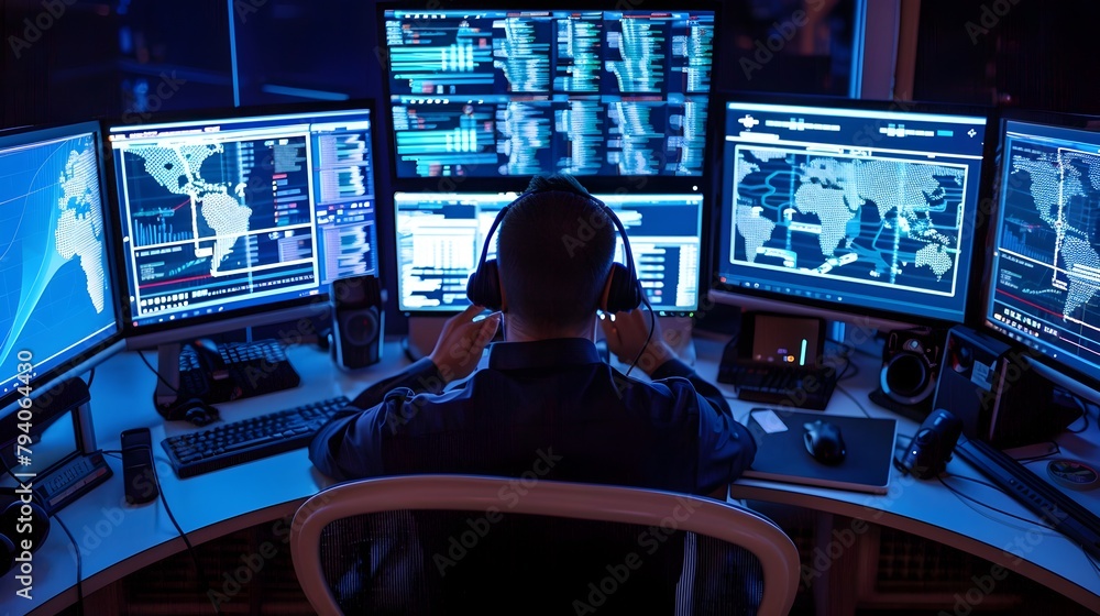 Aufkleber cybersecurity professional analyzing and strengthening network security protocols