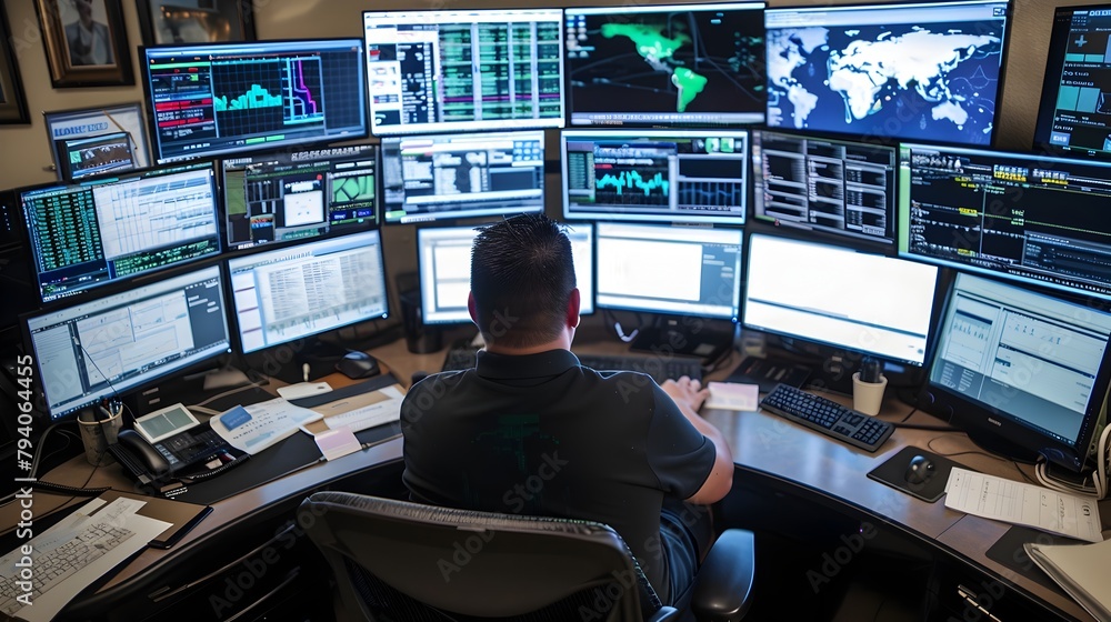 Poster cybersecurity professional strengthening network security protocols