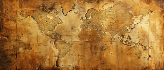 Old map textures, wide canvas, sepiatoned for an explorer s vintage wallpaper - obrazy, fototapety, plakaty