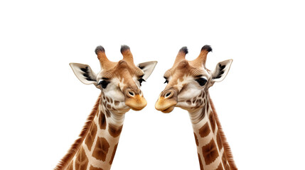 Fototapeta premium giraffes solitary against a stark white background