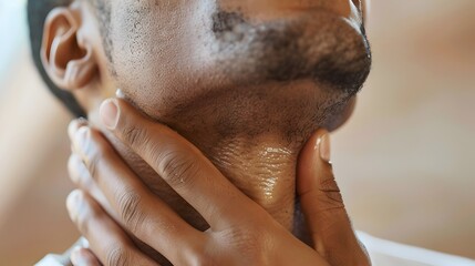 Relief from Neck Pain: A Person Applying Therapeutic Gel at Home - obrazy, fototapety, plakaty