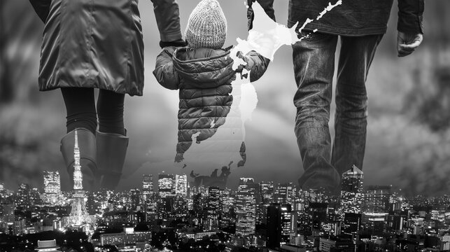 Image of Japan's declining birthrate problem. Decline in birthrate in Japan.