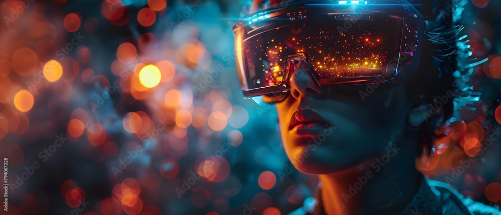 Poster businessman using holographic ar interface for advanced business interactions in augmented reality. 