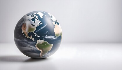 Colourful earth globe in a minimalistic background