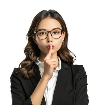 recommend clip art: Asian Businesswoman Shush Quiet Gesture Isolated on Transparent Background
                    