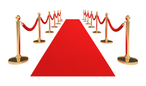 Red Carpet With Pole Barricade Isolated on Transparent Background
