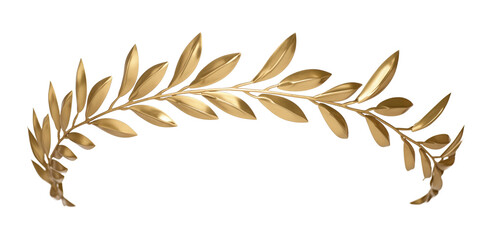 Laurel Leaf Golden Crown Isolated on Transparent Background
