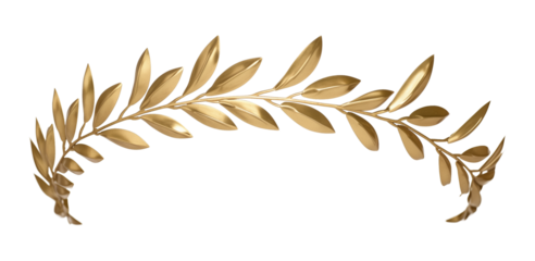 Laurel Leaf Golden Crown Isolated on Transparent Background
