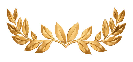 Laurel Leaf Golden Tiara  Isolated on Transparent Background

