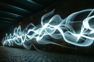 illuminating life abstract street art with glowing white light decoration