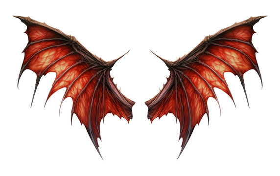Red Dragon Wings Isolated on Transparent Background
