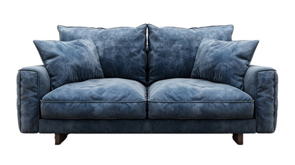 Minimalist couch, clean lines, against transparent PNG backdrop.