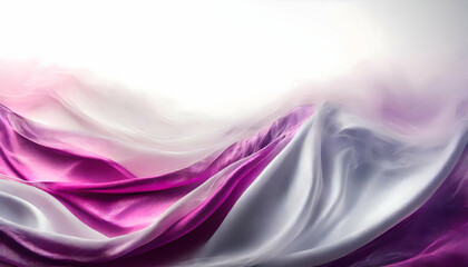 Abstract Beautiful silk pastel pink violet white cloth floating flying in the air on digital art concept, Generative AI.