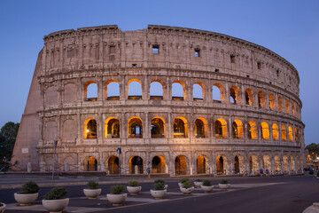 Fototapeta na wymiar Colosseum in Rome Italy. View from ground during morning hours.