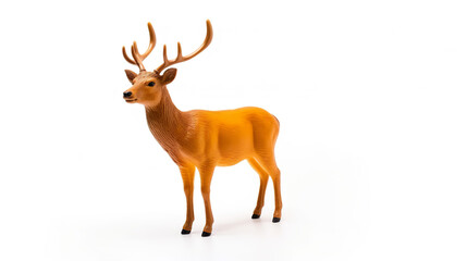 Toy deer made of plastic, isolated against a white background