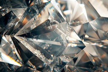 macro view of brilliant cut diamond surface luxurious gemstone texture closeup - obrazy, fototapety, plakaty