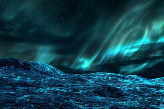 majestic aurora borealis over icelandic landscape generative ai illustration