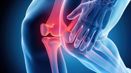 The Knee Joint Highlighted in Red - obrazy, fototapety, plakaty