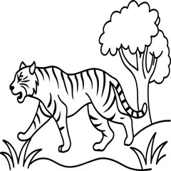 Tiger coloring pages. Tiger line art for coloring pages. Tiger outline