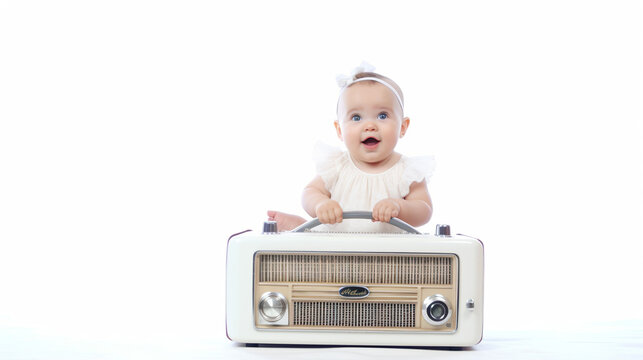A radio babysitter set apart against a stark white background