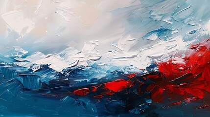 Abstract paintings with red, white, and blue colors, evoking emotions of patriotism and remembrance