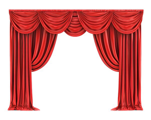 Red theater curtains, red curtain on transparent background