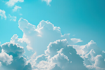 Serenity in the Sky Beautiful Blue Heaven with Puffy White Clouds Floating in Peaceful Harmony - obrazy, fototapety, plakaty