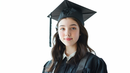 portrait of a young woman graduate in cap and gown