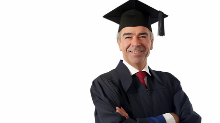 portrait of an old man graduate in cap and gown