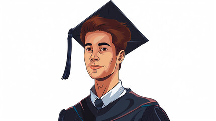 portrait of a young man graduate in cap and gown