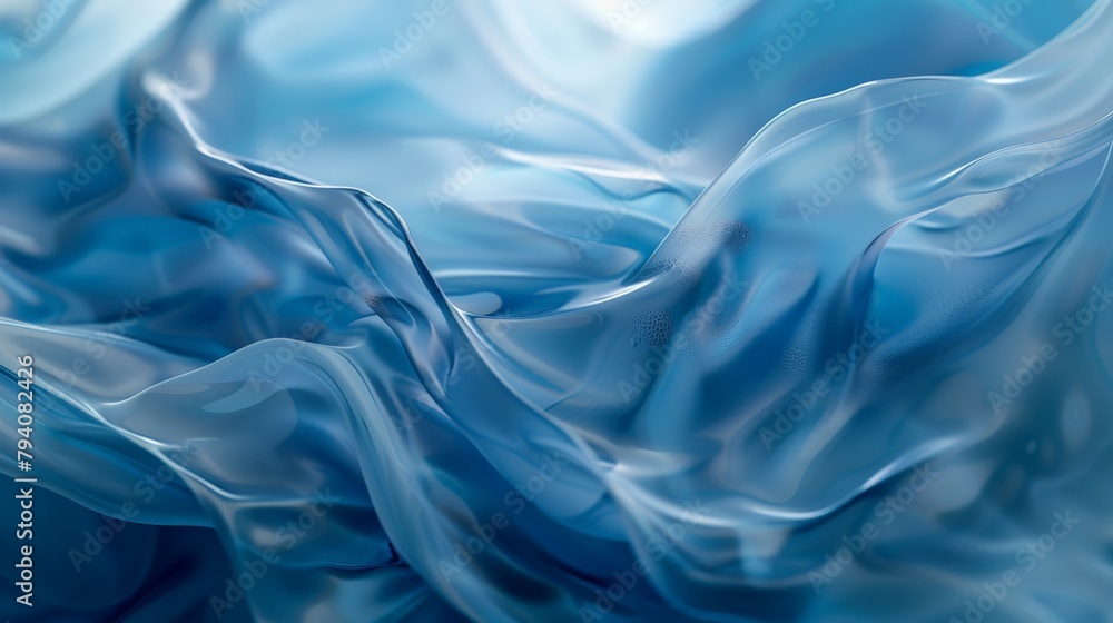 Poster a digital sculpture of water, rendered in flowing curves and translucent textures, creating an abstr