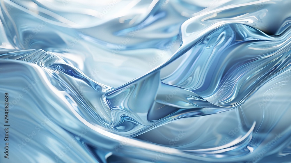 Poster a digital sculpture of water, rendered in flowing curves and translucent textures, creating an abstr