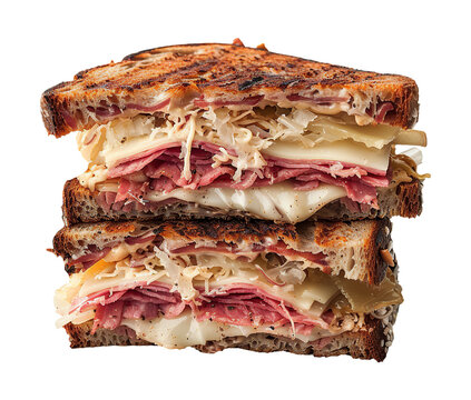 Classic reuben sandwich isolated on transparent background