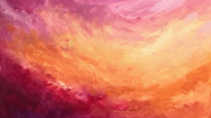 vibrant sunset sky in hues of orange pink and purple with wispy clouds abstract acrylic painting