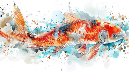 Ornate Thai Koi Fish A Vibrant and Intricate Watercolor Artwork