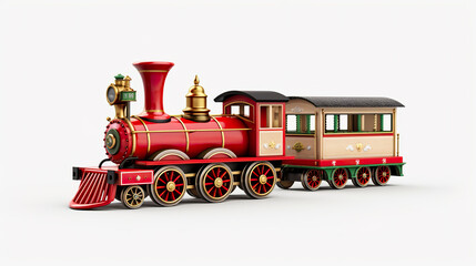 toy train set apart against a stark white background